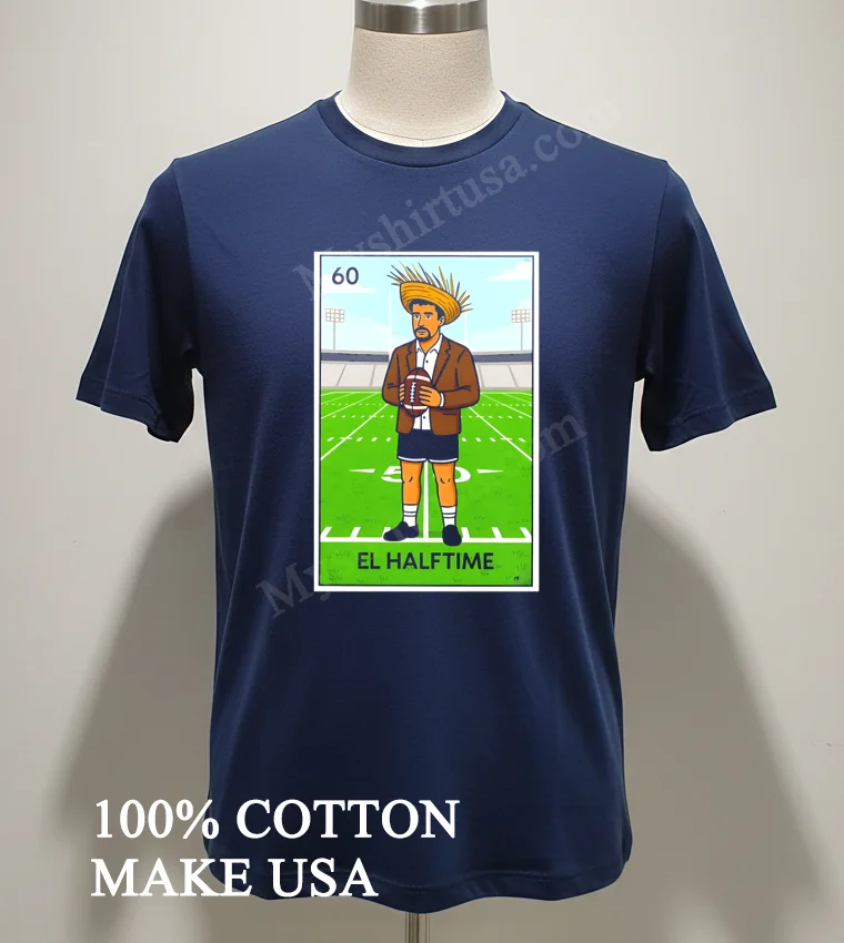 Number 60 El Halftime Loteria Card Style Mexican Footballer Character Shirt - navy-shirt Number 60 El Halftime Loteria Card Style Mexican Footballer Character Shirt Navy Shirt 2
