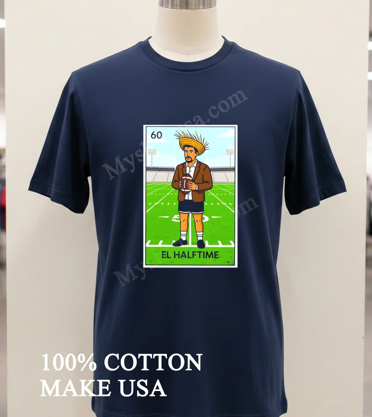 Number 60 El Halftime Loteria Card Style Mexican Footballer Character Shirt - navy-shirt Number 60 El Halftime Loteria Card Style Mexican Footballer Character Shirt Navy Shirt