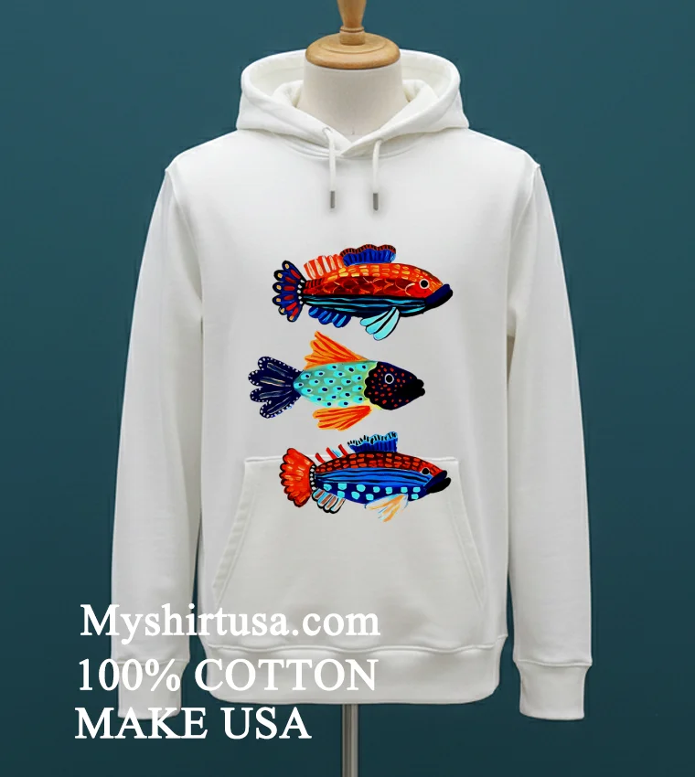 Ocean Fish Trio Washed Shirt White T Shirt 1