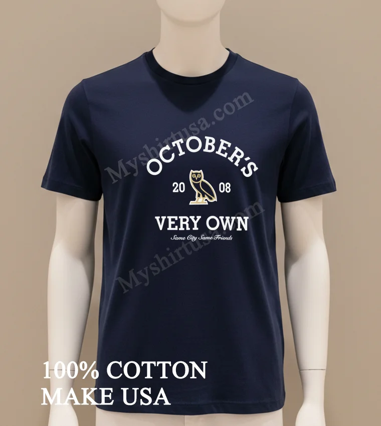 Octobers Very Own 2008 Gold Owl Same City Same Friends Shirt Navy Shirt