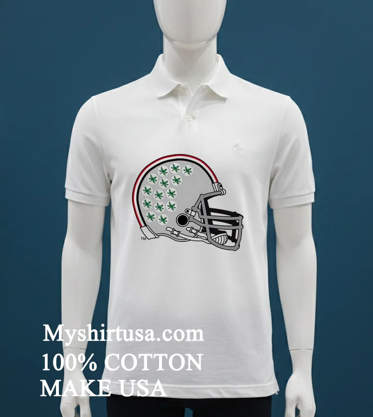 Ohio State Buckeyes American Football Helmet Shirt - white-t-shirt Ohio State Buckeyes American Football Helmet Shirt White T Shirt
