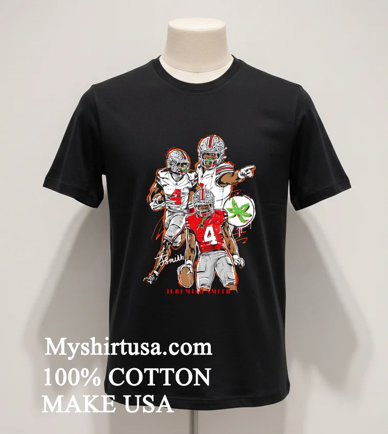 Ohio State Buckeyes Jeremiah Smith Red Artwork Graphic Shirt - balck-shirt Ohio State Buckeyes Jeremiah Smith Red Artwork Graphic Shirt Balck Shirt 1