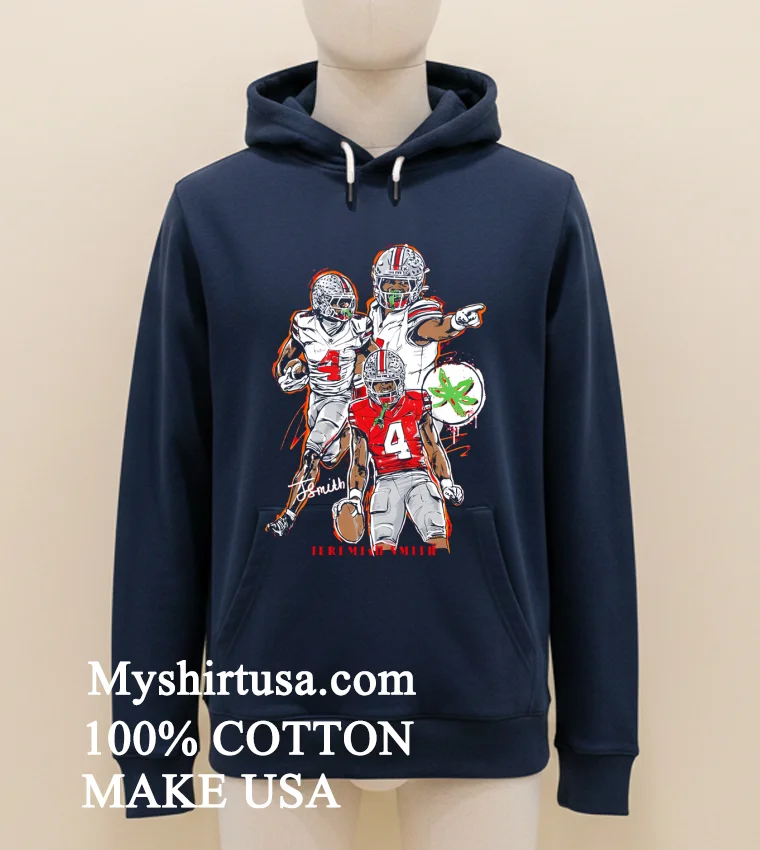 Ohio State Buckeyes Jeremiah Smith Red Artwork Graphic Shirt - navy-shirt Ohio State Buckeyes Jeremiah Smith Red Artwork Graphic Shirt Navy Shirt 1