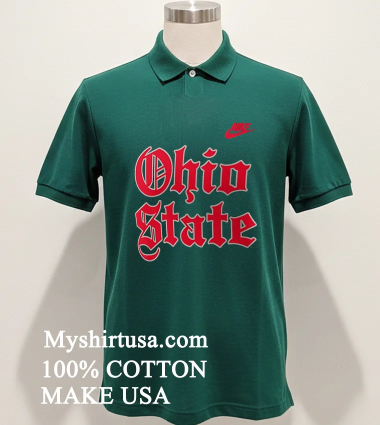 Ohio State Buckeyes Old English Black Shirt Green Shirt