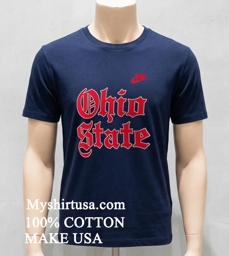 Ohio State Buckeyes Old English Black Shirt Navy Shirt