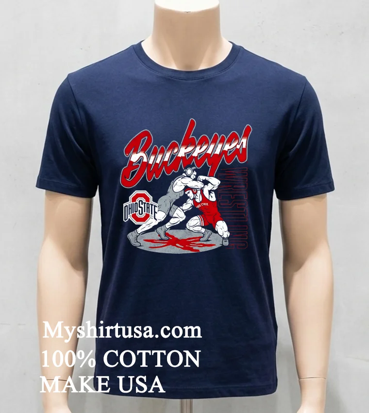 Ohio State Buckeyes Wrestling Mat Action Shirt - navy-shirt Ohio State Buckeyes Wrestling Mat Action Shirt Navy Shirt