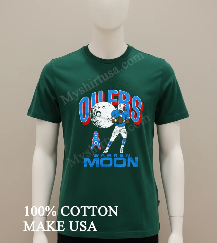 Oilers Warren Moon Moon Oil Derrick Football Player Graphic Shirt Green Shirt
