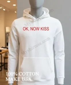 Ok Now Kiss Red Text Simple Graphic funny america t-shirts