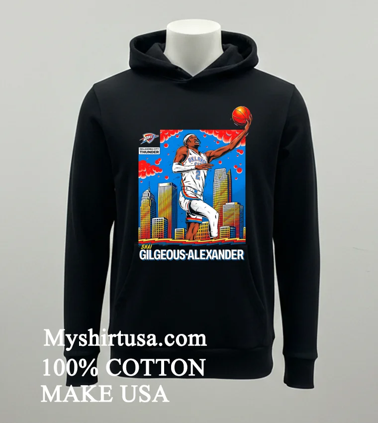 Oklahoma City Thunder Shai Gilgeous Alexander Player Art Shirt Balck Shirt