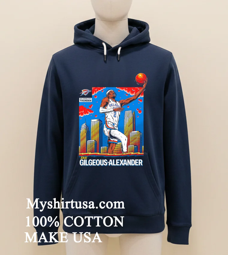 Oklahoma City Thunder Shai Gilgeous Alexander Player Art Shirt Navy Shirt 3