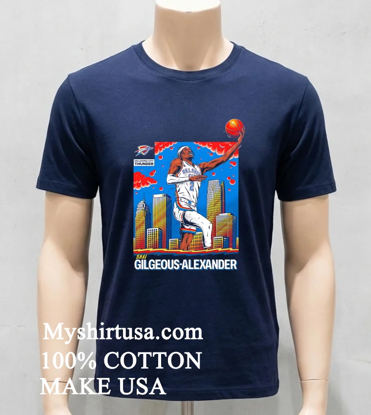 Oklahoma City Thunder Shai Gilgeous Alexander Player Art Shirt Navy Shirt