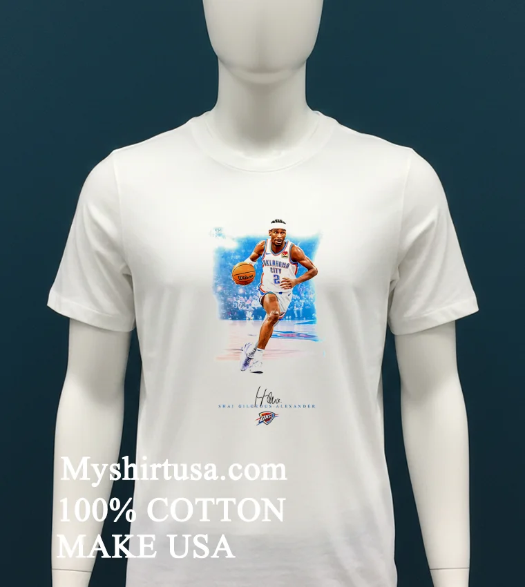 Oklahoma City Thunder Shai Gilgeous Alexander Player Signature Shirt - white-t-shirt Oklahoma City Thunder Shai Gilgeous Alexander Player Signature Shirt White T Shirt 2
