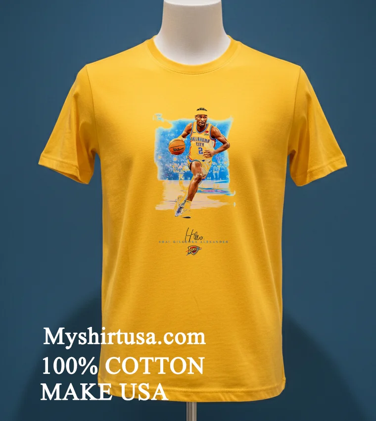 Oklahoma City Thunder Shai Gilgeous Alexander Player Signature Shirt - yellow-t-shirt Oklahoma City Thunder Shai Gilgeous Alexander Player Signature Shirt Yellow T Shirt