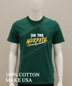 On The Warpath Yellow Script Text With Saber funny america t-shirts