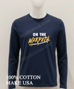 On The Warpath Yellow Script Text With Saber funny america t-shirts