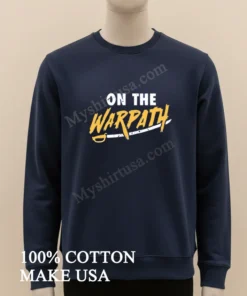 On The Warpath Yellow Script Text With Saber funny america t-shirts
