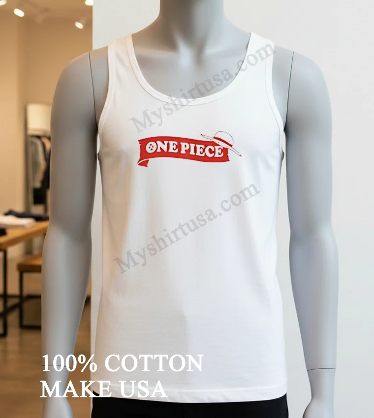 One Piece Anime Logo Red Banner Straw Hat Graphic funny america t-shirts - white-t-shirt One Piece Anime Logo Red Banner Straw Hat Graphic Shirt White T Shirt 3