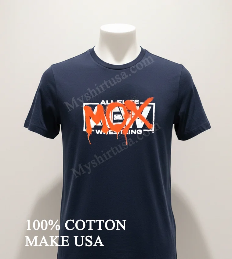Orange Spray Paint Mox Graffiti All Elite Wrestling Shirt Navy Shirt 1