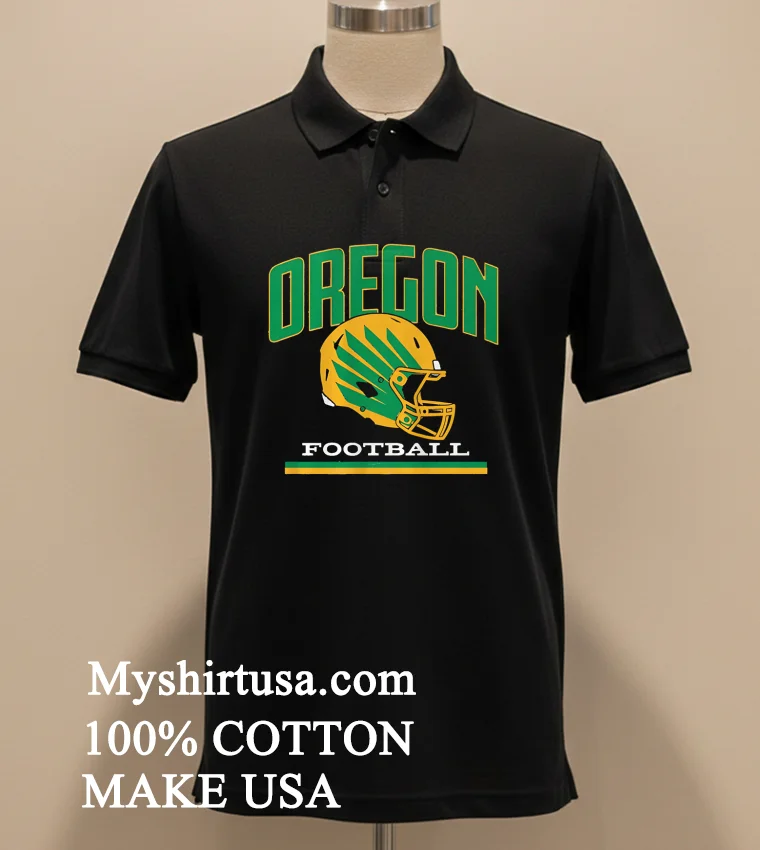 Oregon Football Green And Yellow Helmet Graphic Shirt Balck Shirt 1