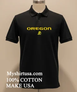 Oregon Yellow Text With Duck Mascot funny america t-shirts