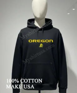 Oregon Yellow Text With Duck Mascot funny america t-shirts