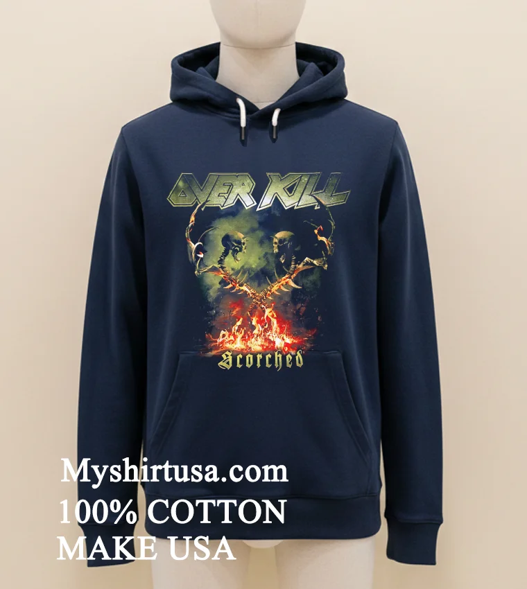 Overkill Scorched World Tour Night Graphic Shirt Navy Shirt 1