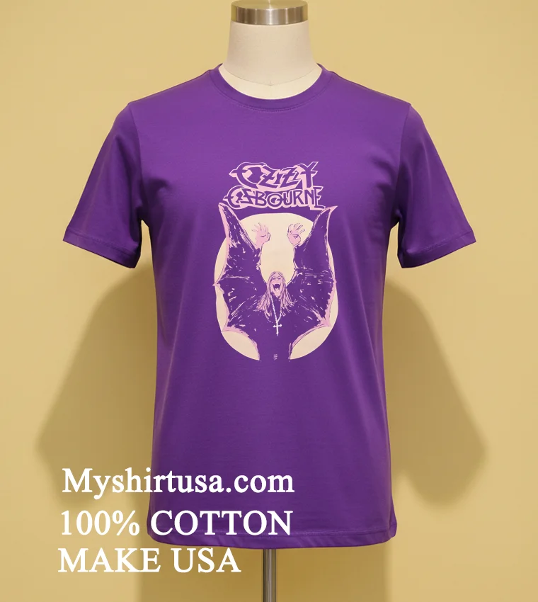 Ozzy Osbourne Batwing Character With Cross Necklace Retro Shirt Purple Shirt
