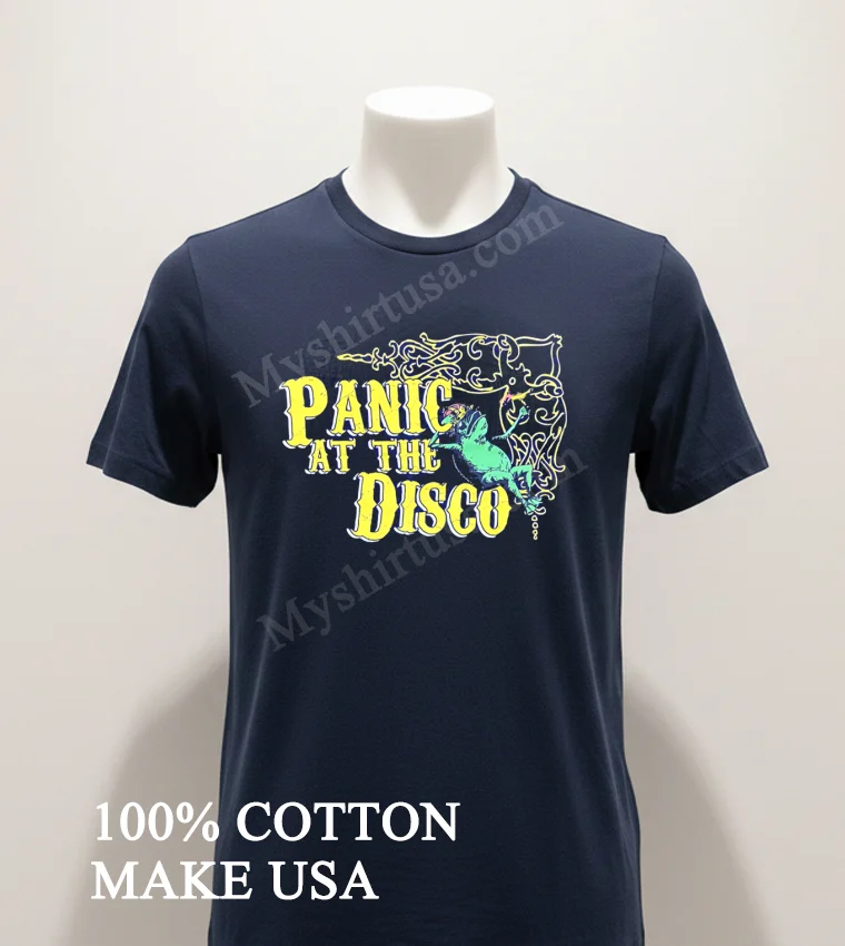 Panic At The Disco Frog With Martini Glass Shirt Navy Shirt 1