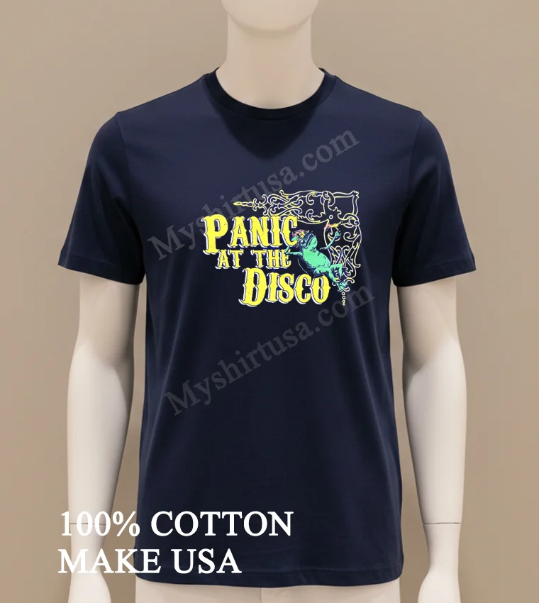 Panic At The Disco Frog With Martini Glass Shirt Navy Shirt