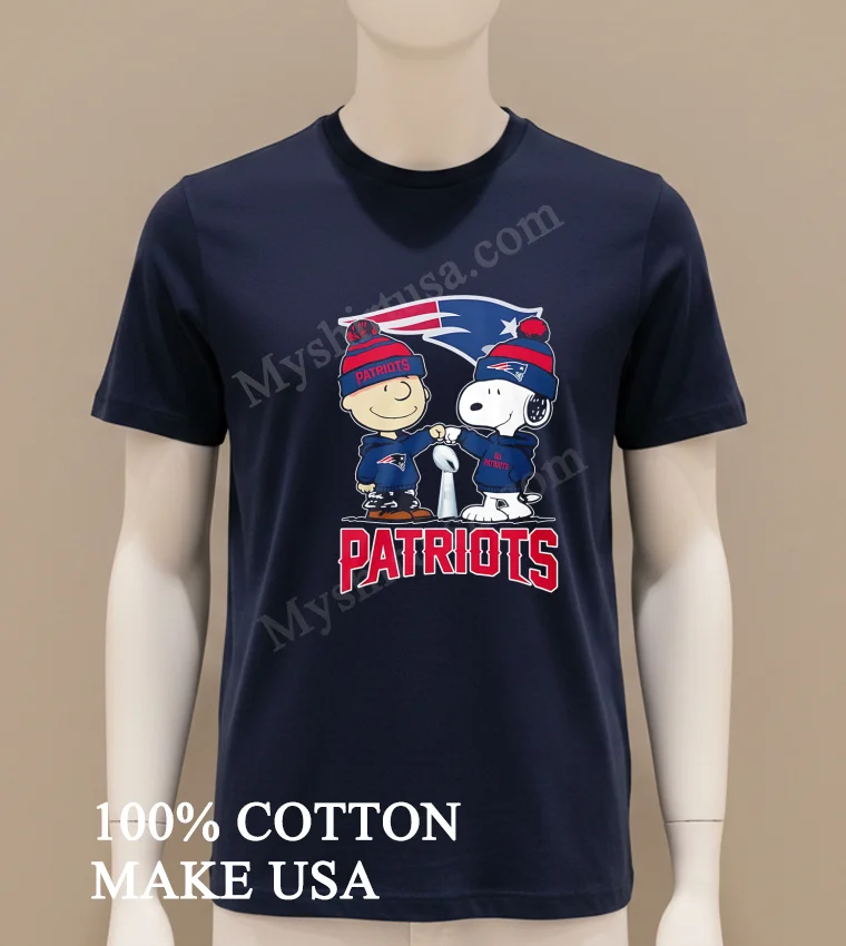 Patriots Charlie Brown Snoopy Fist Bump Super Bowl Trophy funny america t-shirts - navy-shirt Patriots Charlie Brown Snoopy Fist Bump Super Bowl Trophy Shirt Navy Shirt