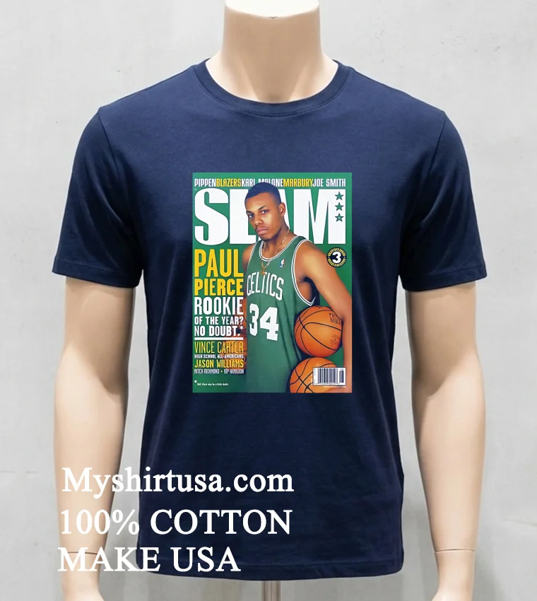 Paul Pierce Celtics Rookie Slam Cover Nba Basketball Shirt Navy Shirt