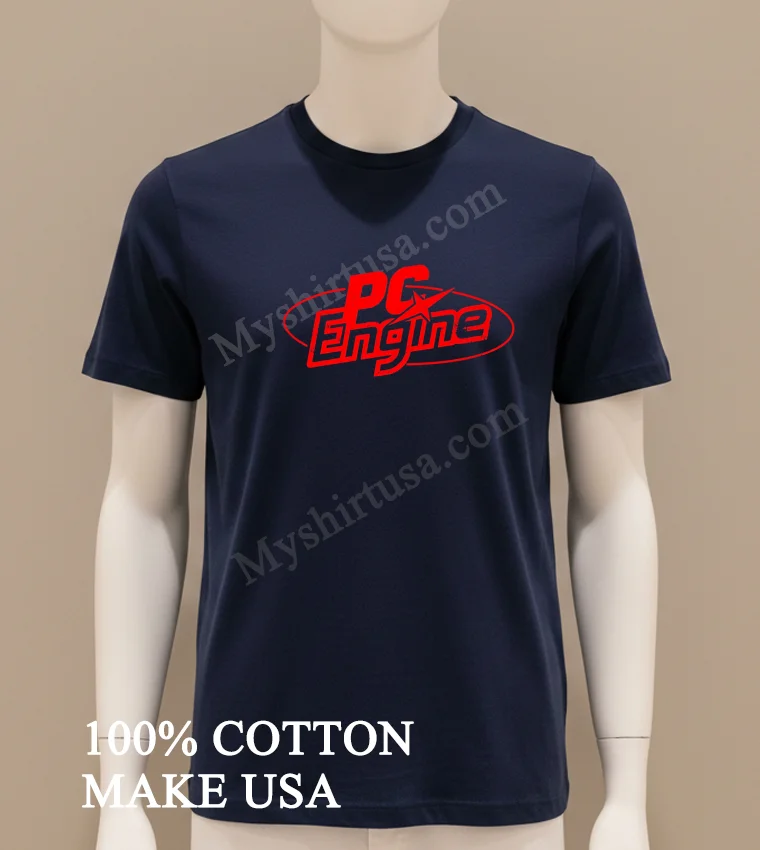 Pc Engine Retro Video Game Console Logo Graphic funny america t-shirts - navy-shirt Pc Engine Retro Video Game Console Logo Graphic Shirt Navy Shirt