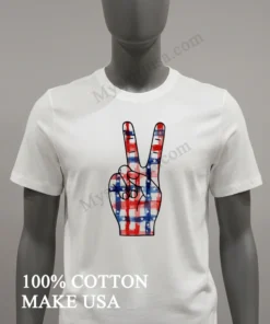 Peace Sign Hand With American Flag Stars And Stripes funny america t-shirts