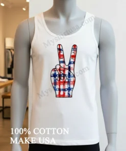 Peace Sign Hand With American Flag Stars And Stripes funny america t-shirts