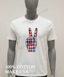 Peace Sign Hand With American Flag Stars And Stripes funny america t-shirts