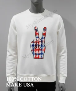 Peace Sign Hand With American Flag Stars And Stripes funny america t-shirts