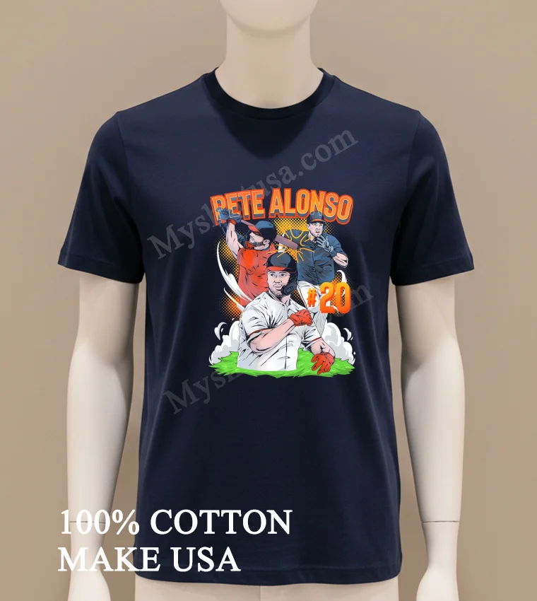 Pete Alonso 20 New York Mets Baseball Player Graphic Shirt Navy Shirt