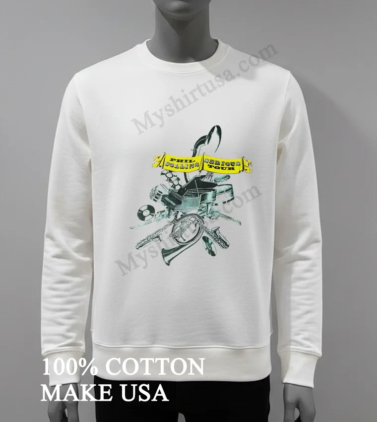 Phil Collins But Seriously Tour Musical Instruments Banner Illustration Shirt White T Shirt 4