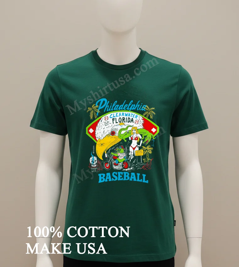 Philadelphia Clearwater Florida Baseball Eagle Gritty Gator Bikini Girl Shirt Green Shirt