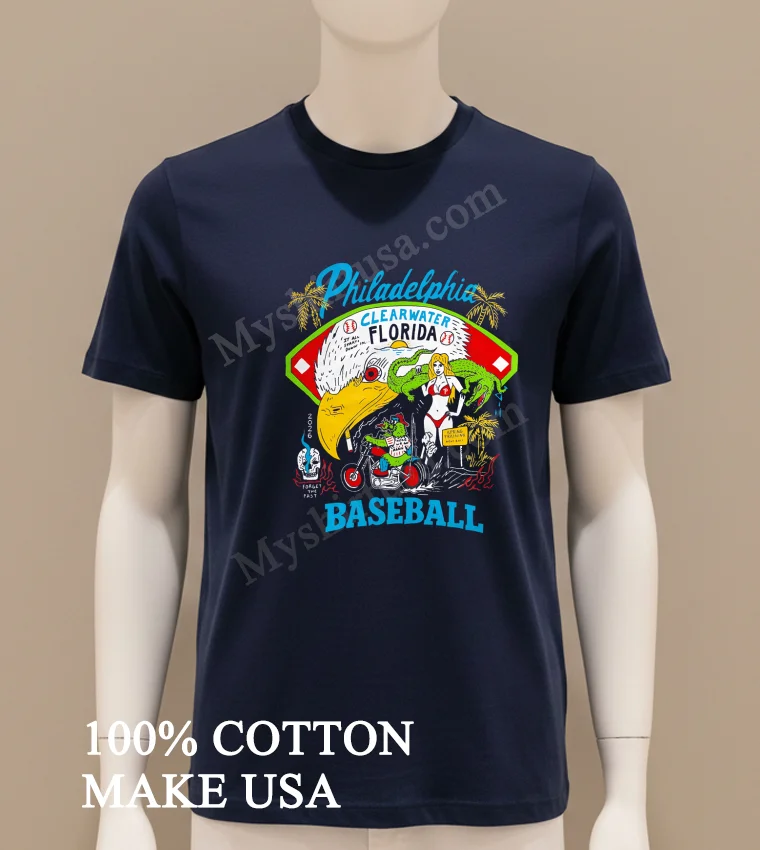 Philadelphia Clearwater Florida Baseball Eagle Gritty Gator Bikini Girl Shirt Navy Shirt