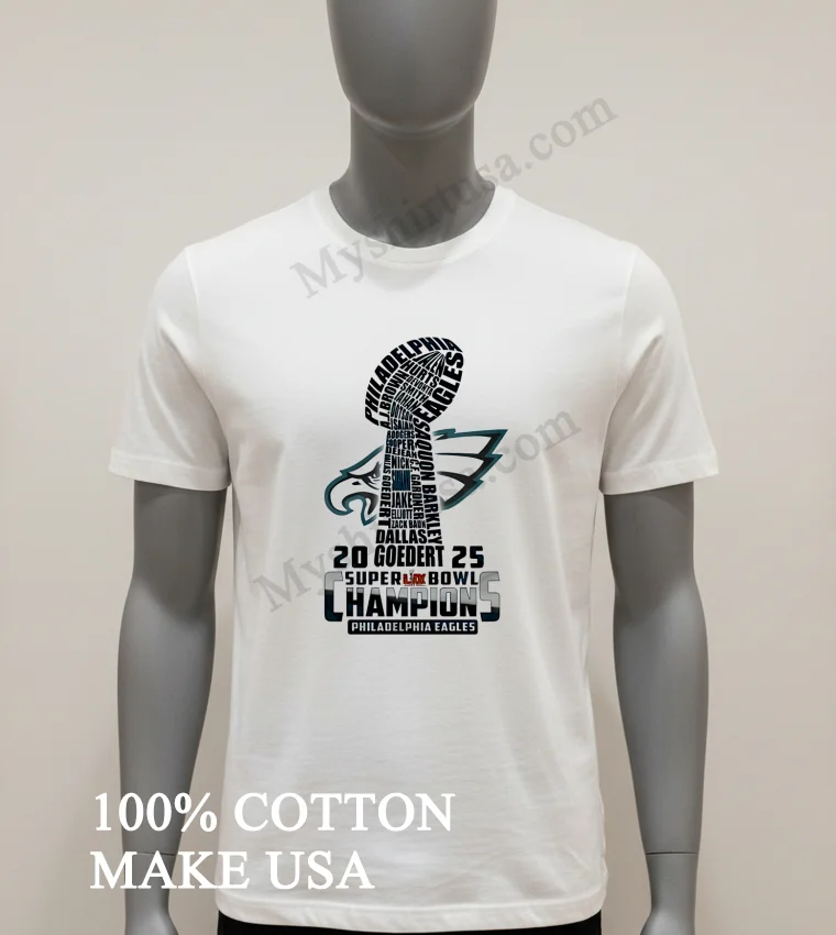 Philadelphia Eagles Football Champions Super Bowl 2025 White Shirt White T Shirt 1