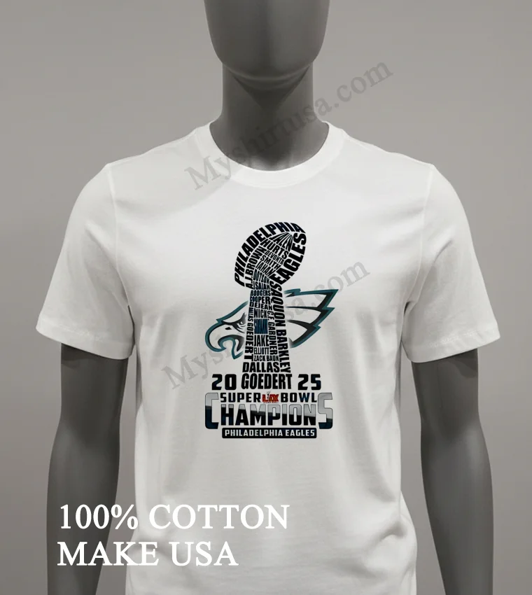 Philadelphia Eagles Football Champions Super Bowl 2025 White Shirt White T Shirt 2