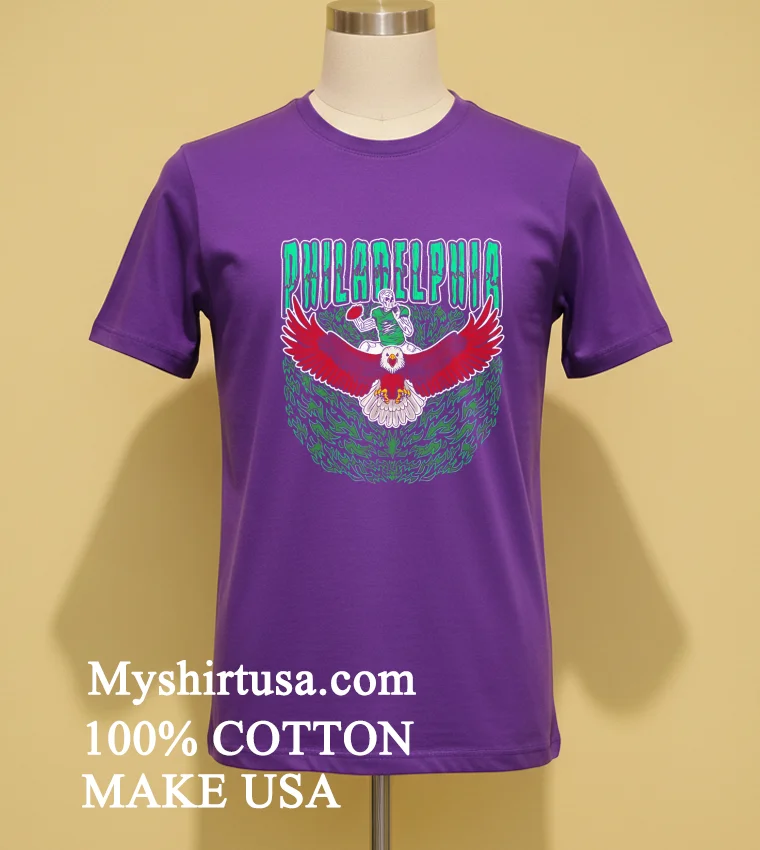 Philadelphia Eagles Skeleton Football Player Riding An Eagle Shirt Purple Shirt