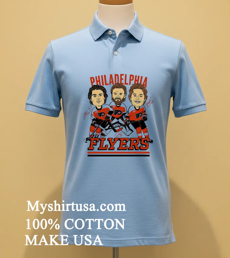 Philadelphia Flyers Three Main Stars Cartoon Shirt Blue Shirt