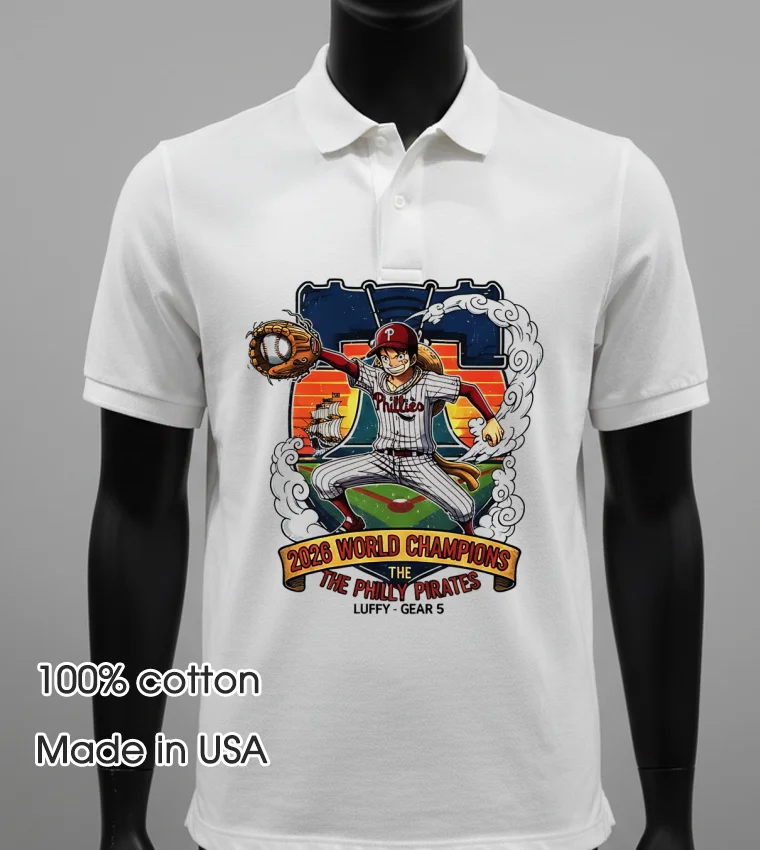 Philadelphia Phillies One Piece 2026 Luffy Shirt - white-t-shirt Philadelphia Phillies One Piece 2026 Luffy Shirt White T Shirt 1