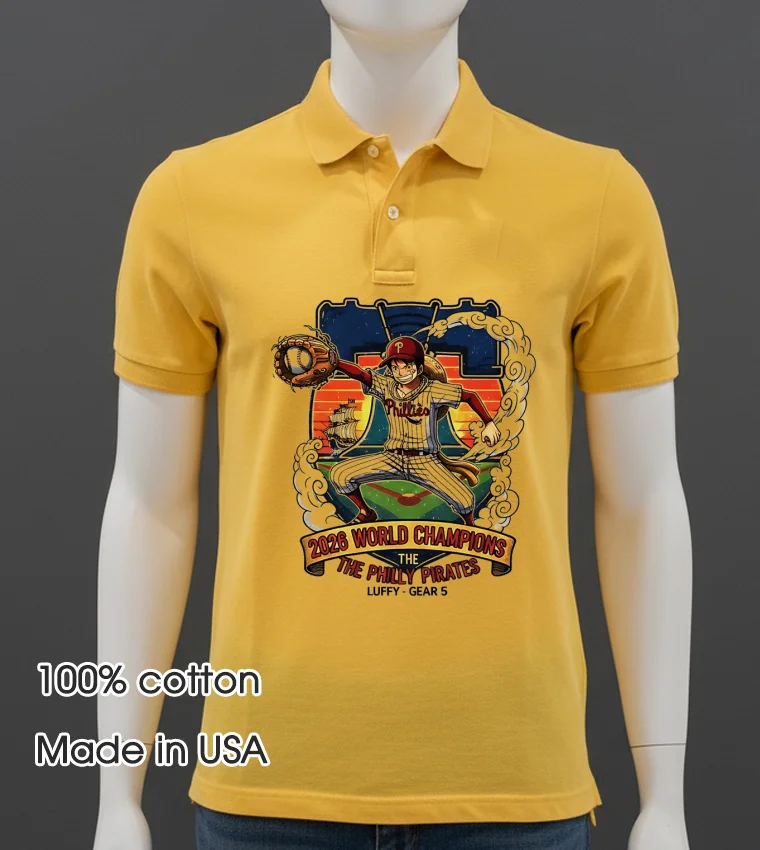 Philadelphia Phillies One Piece 2026 Luffy Shirt - yellow-t-shirt Philadelphia Phillies One Piece 2026 Luffy Shirt Yellow T Shirt
