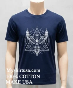Phoenix Rising From The Ashes With All Seeing Eye Shirt Navy Shirt