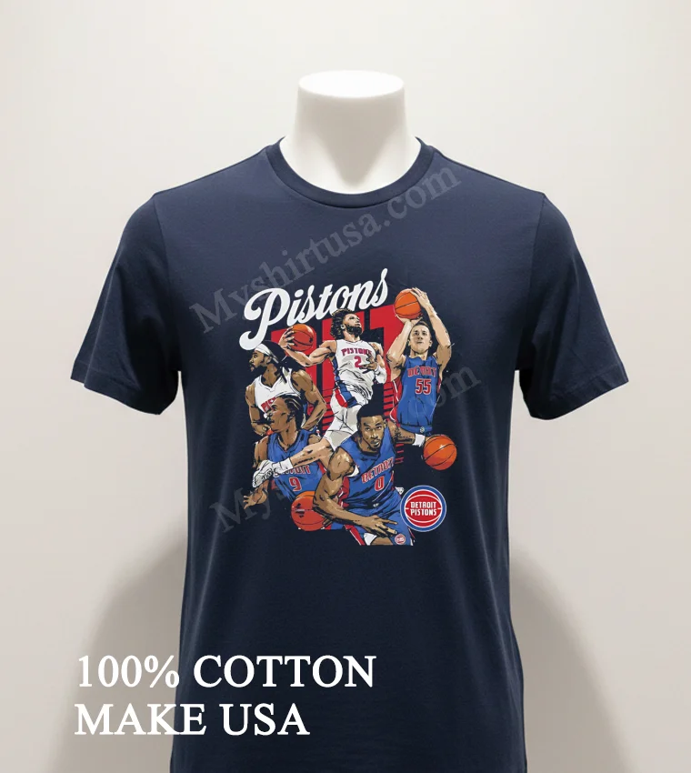 Pistons Cade Cunningham Jaden Ivey Team Graphic Shirt Navy Shirt 1