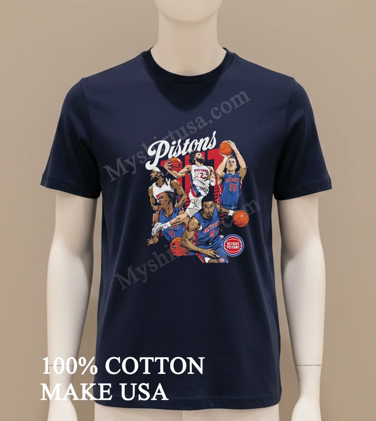 Pistons Cade Cunningham Jaden Ivey Team Graphic Shirt Navy Shirt