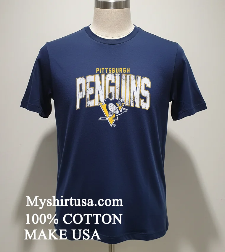 Pittsburgh Penguins Arc Letters Vintage Shirt Navy Shirt 1